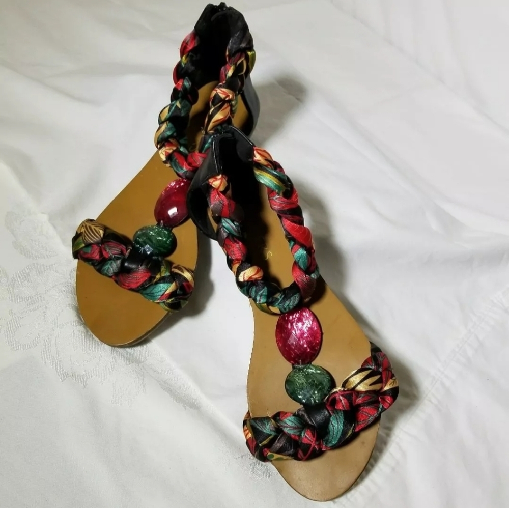 BAKERS Sandpiper ankle strap jewel sandals Sz 6